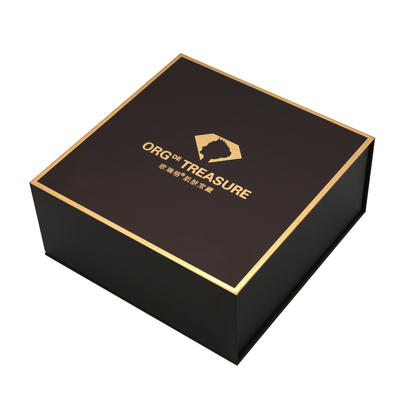 Luxury Gold Foil Stamping Black Empty Presentation Card Packaging Gift Boxes With Magnetic Lid