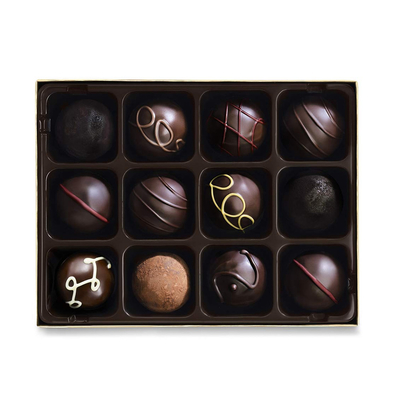Custom Logo Printed Empty Luxury Black Chocolate Truffle Packaging Boxes For Truffles