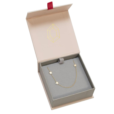 Customized Mini Paper Jewellery Box Packaging With Gold Foil Logo