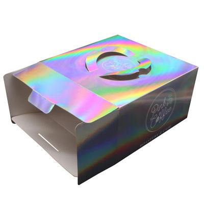 Customised Logo Printing Paper Wholesale Luxury Pink Holographic Square Cake Packaging Boxes For Sale