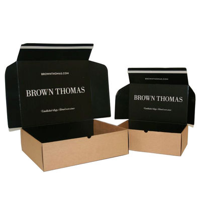 Custom Printed Black Corrugated Cardboard Carton Strong Flat Ecommerce Mailer Shipping Boxes For Clothes